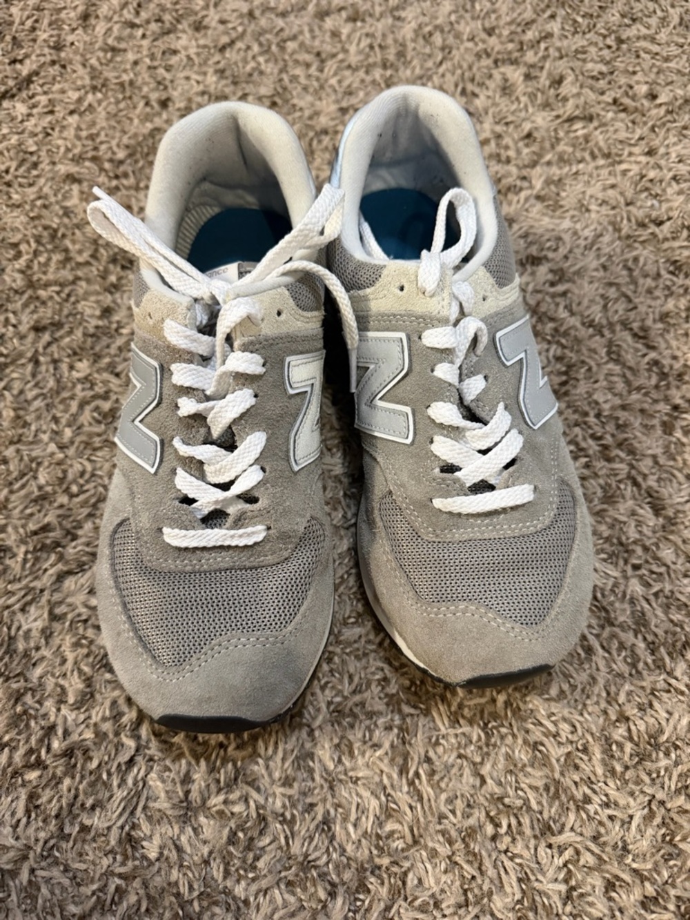 New Balance Light Grey Suede & Mesh Sneakers - Grey/White